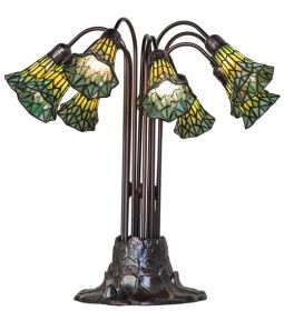 24 High Stained Glass Pond Lily 10 Light Table Lamp