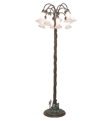 61" High White Tiffany Pond Lily 12 Light Floor Lamp
