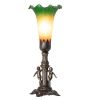 11" High Amber/Green Tiffany Pond Lily Maidens Mini Lamp