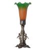 11" High Amber/Green Tiffany Pond Lily Maidens Mini Lamp