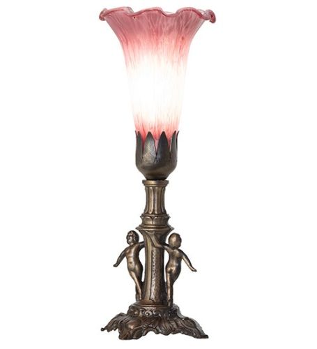 11" High Lavender Tiffany Pond Lily Maidens Mini Lamp