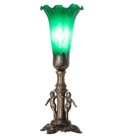 11" High Green Tiffany Pond Lily Maidens Mini Lamp