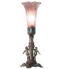 11" High Purple Iridescent Tiffany Pond Lily Maidens Mini Lamp