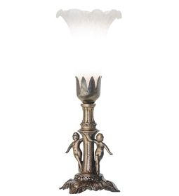 11" High White Tiffany Pond Lily Mini Lamp