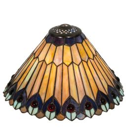 12 Wide Tiffany Jeweled Peacock Shade