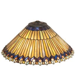 20" Wide Tiffany Jeweled Peacock Shade