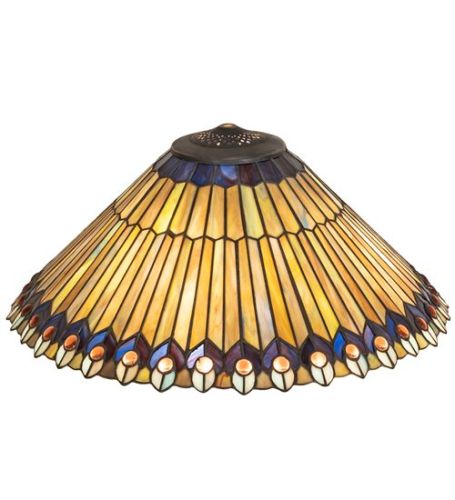 20" Wide Tiffany Jeweled Peacock Shade