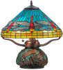 17"H Tiffany Dragonfly w/Tiffany Mosaic Base Table Lamp