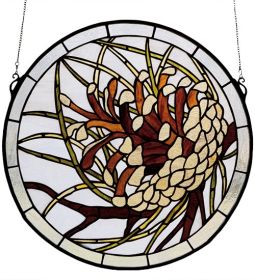 17" Wide X 17" High Pinecone Stained Glass Window