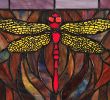 28"W X 10"H Tiffany Dragonfly Trio Stained Glass Window