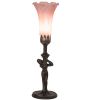 15" High Pink Tiffany Pond Lily Nouveau Lady Accent Lamp