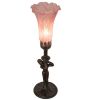 15" High Pink Tiffany Pond Lily Nouveau Lady Accent Lamp
