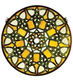 20W X 20H Knotwork Trance Medallion Stained Glass Window