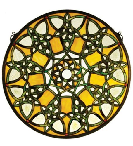 20W X 20H Knotwork Trance Medallion Stained Glass Window