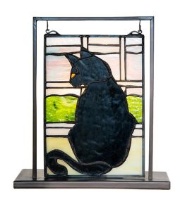 10.5" High X 9.5" Wide Cat in Window Lighted Mini Tabletop Window