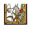 9"W X 25"H Cat & Tulips Stained Glass Window