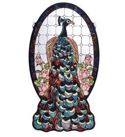 20"W X 38"H Peacock Profile Stained Glass Window