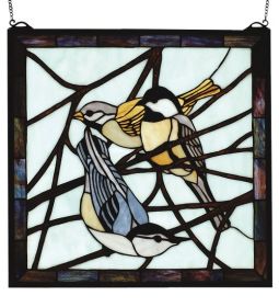 18W X 18H Backyard Friends Stained Glass Window