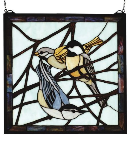 18W X 18H Backyard Friends Stained Glass Window