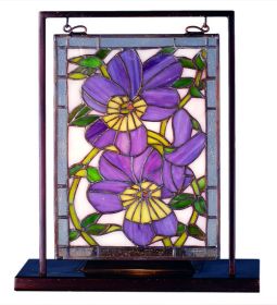 9.5"W X 10.53"H Pansies Lighted Mini Tabletop Window