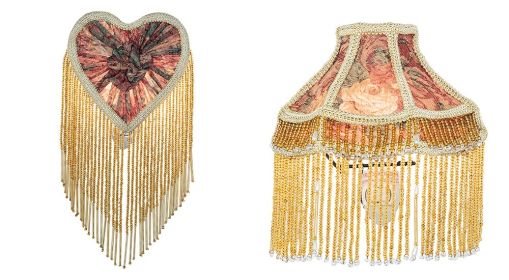 Victorian Fabric Set of Two Fringed Night Light
