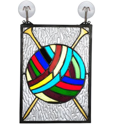 6"W X 9"H Ball of Yarn W/Needles Stained Glass Window