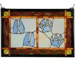 26.5"W X 17.5"H Deer & Cougar Tracks Stained Glass Window