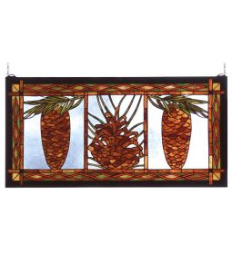 36" Wide X 18" High Pinecone Stained Glass Window
