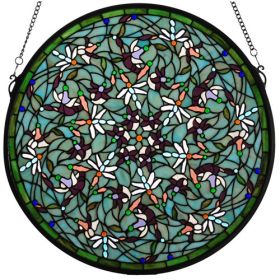 22W X 22H Dragonfly Stained Glass Window