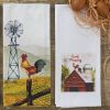 Rooster And Windmill Printed Dishtowel