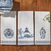 Chinois Printed/Embroidered Temple Jar Dishtowel