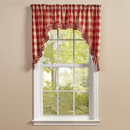 Wicklow Ruffled Swags 36" L - Garnet