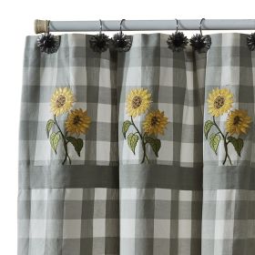 Wicklow Check Sunflower Embroidered Shower Curtain 72" x 72"