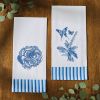 Patricia Heaton Home Flower Embroidered Dishtowel - Blue