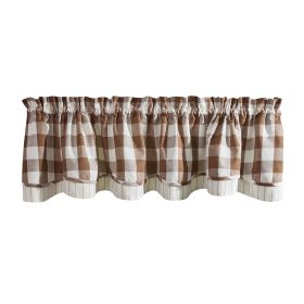 Wicklow Lined Layered Valance 16" L-Brown And Cream