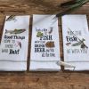 Teach A Man To Fish Embroidered Dishtowel