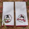 Snowman And Berry Wreath Dishtowel