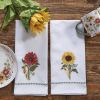 Gold Sunflower Dishtowel Embroidered