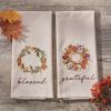 Pumpkin Wreath Embroidered Dishtowel