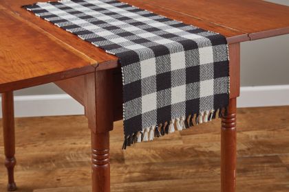 Wicklow Check Table Runner - 36"L - Black & Cream
