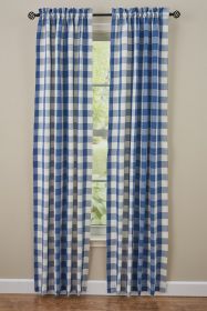 Wicklow Check Lined Panels - 84"L - China Blue