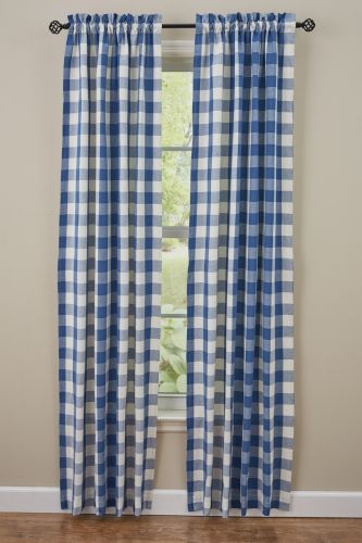 Wicklow Check Lined Panels - 84"L - China Blue