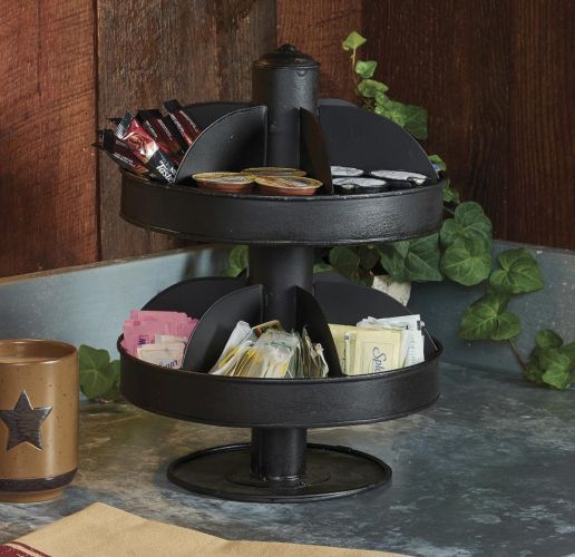 2 Tier Small Organizer Lazy Susan - Black