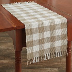 Wicklow Check Table Runner  - 36"L  - Natural