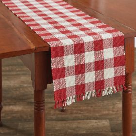 Wicklow Check Table Runner  - 54"L - Red&Cream
