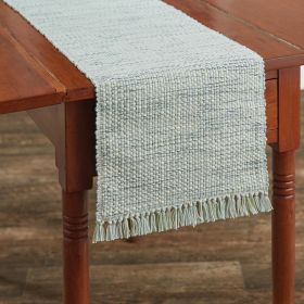 Basketweave Table Runner  - 54"L - Barely Blue