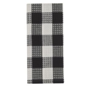 Wicklow Check Waffle Dishtowel - Black & Cream