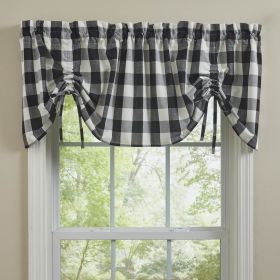 Wicklow Check Lined Farmhouse Valance - Black & Cream