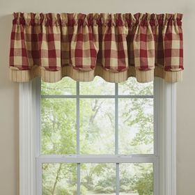 Wicklow Check Lined Layered Valance 16" -  Garnet