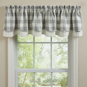Wicklow Check Lined Layered Valance 16" -  Dove